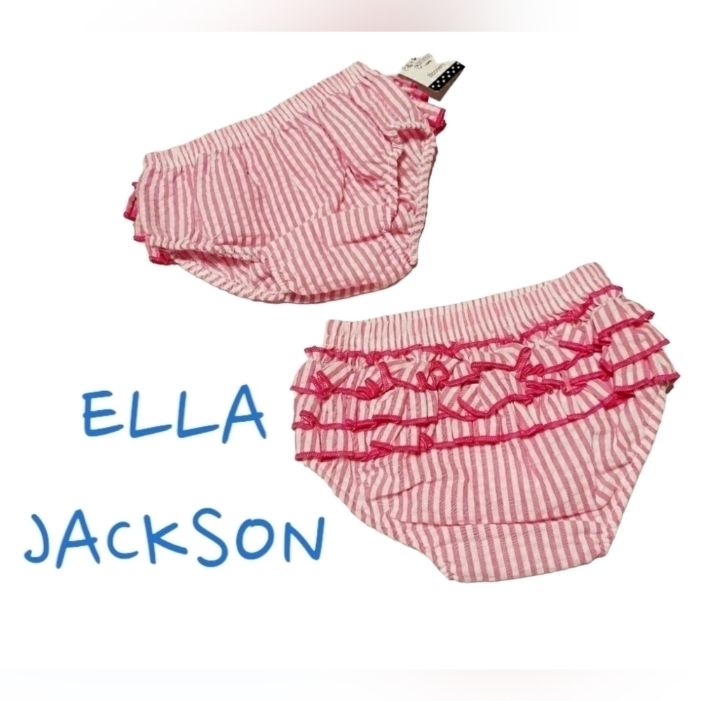 𝅺ella Jackson pink striped bloomers with ruffles new with tags size 0-6 months